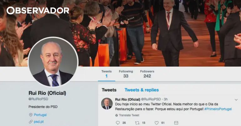 Rio cria Twitter: "Estou aqui por Portugal" – Observador